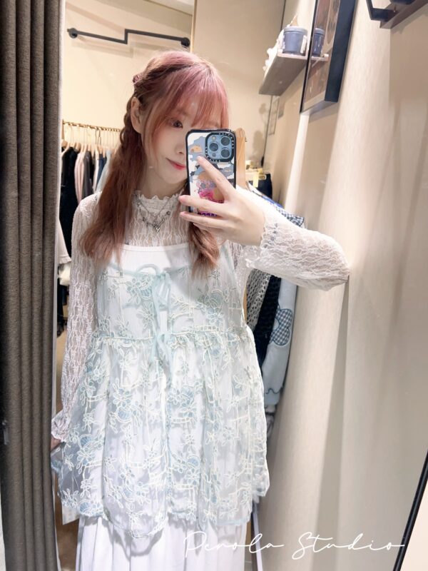 જ⁀➴♡ ✨透感刺繡花花外搭