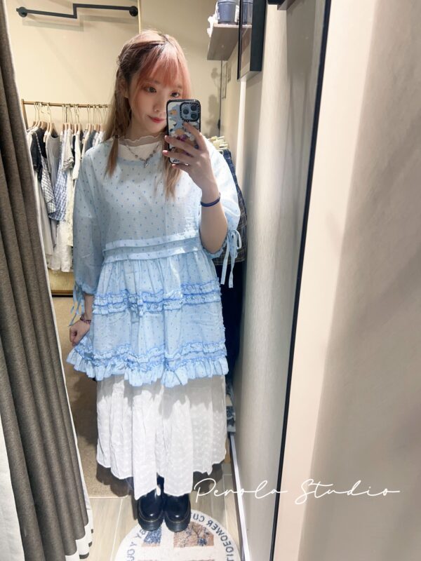 જ⁀➴♡ ✨立體點點花邊上衣