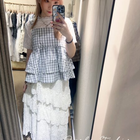 જ⁀➴♡ ✨糖果雙層格紋吊帶
