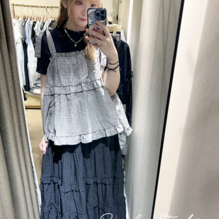 જ⁀➴♡ ✨日系格紋花邊吊帶外搭