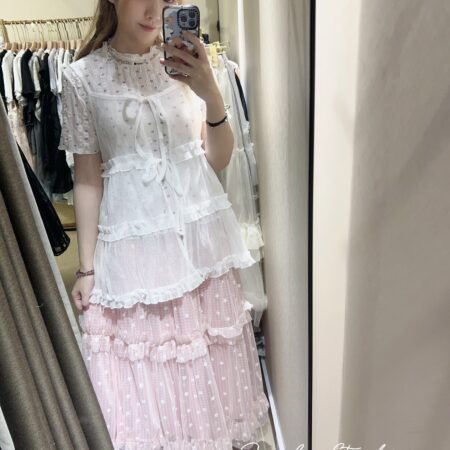 જ⁀➴♡ ✨細閃暗紋花邊外搭