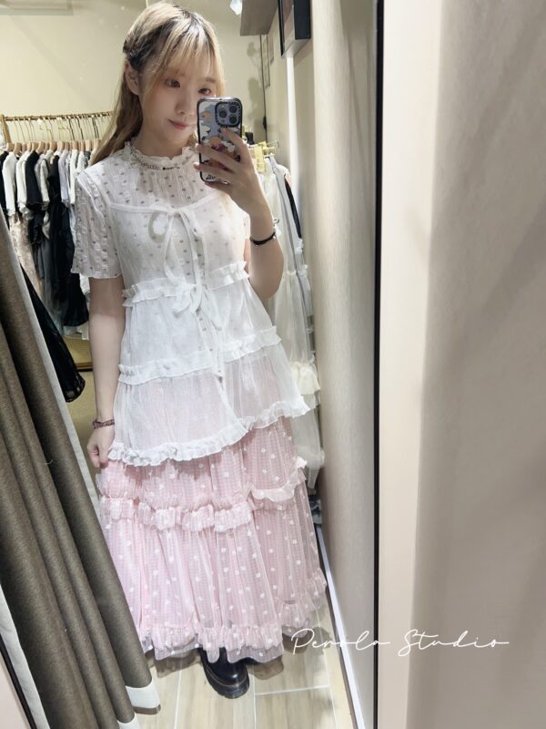 જ⁀➴♡ ✨細閃暗紋花邊外搭