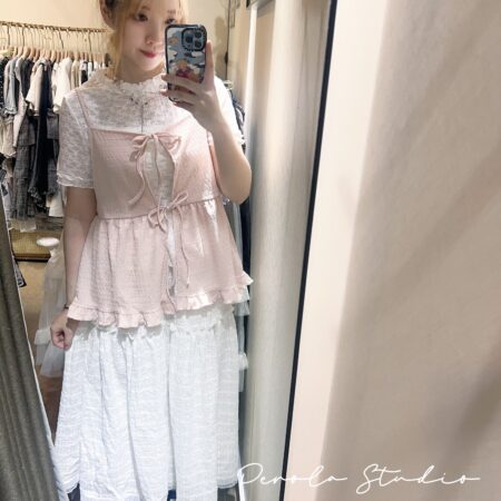 જ⁀➴♡ ✨日系暗紋花邊吊帶