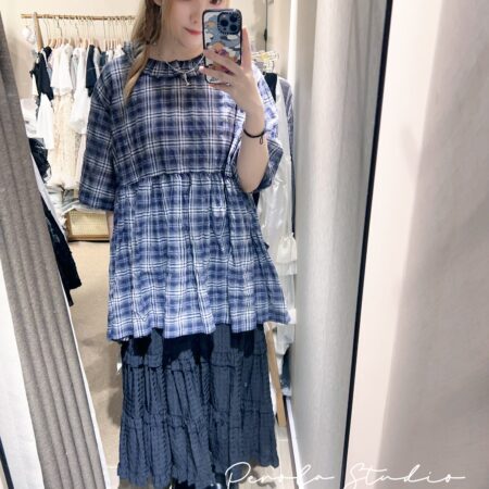 જ⁀➴♡ ✨格仔花邊領Top