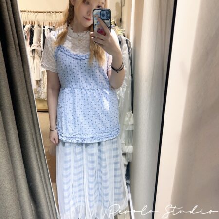 જ⁀➴♡ ✨日系蝴蝶結花邊吊帶