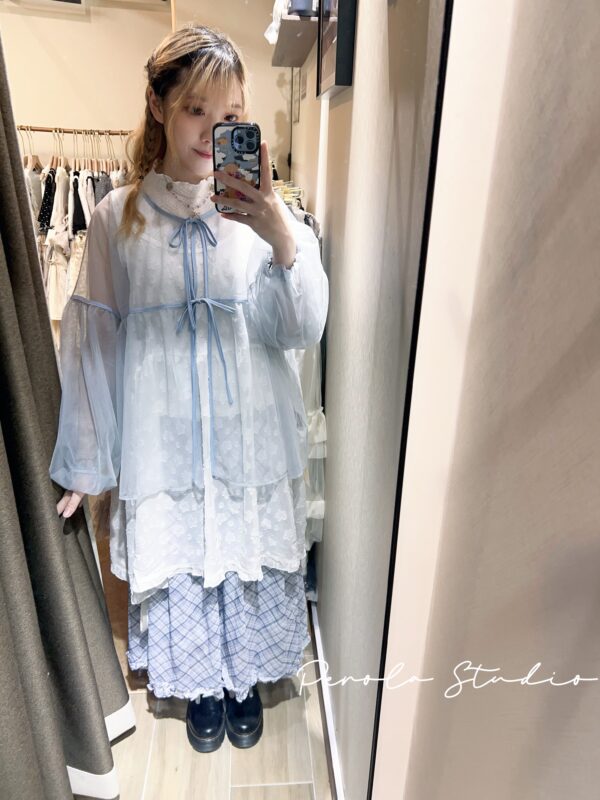 IMG_5965 જ⁀➴♡ ✨日系透感網罩外套+花花吊帶外搭