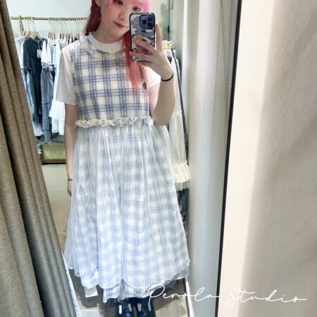 IMG_7396 જ⁀➴♡ ✨日系格紋拼紗連身裙