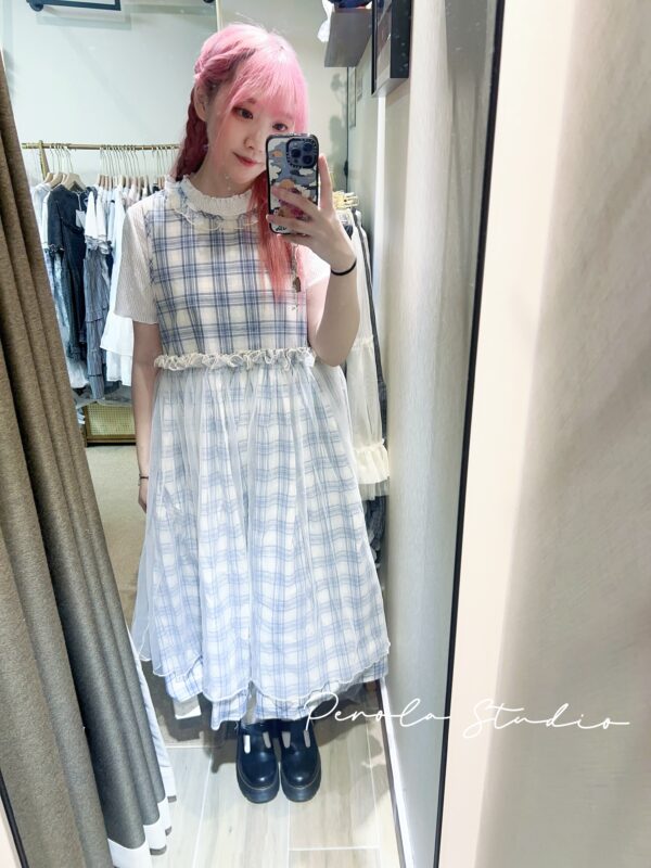 IMG_7396 જ⁀➴♡ ✨日系格紋拼紗連身裙