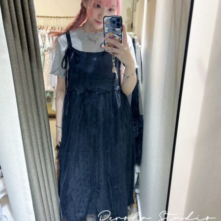 IMG_7818 જ⁀➴♡ ✨日系2way拼紗暗紋蝴蝶結綁帶連身裙