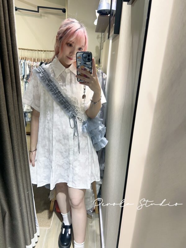 IMG_7912 જ⁀➴♡ ✨透膚間條花花A字恤衫OPS